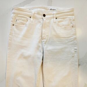 AG Adriano Goldschmied: White High Rise Slim Straight Jeans: Size 29
